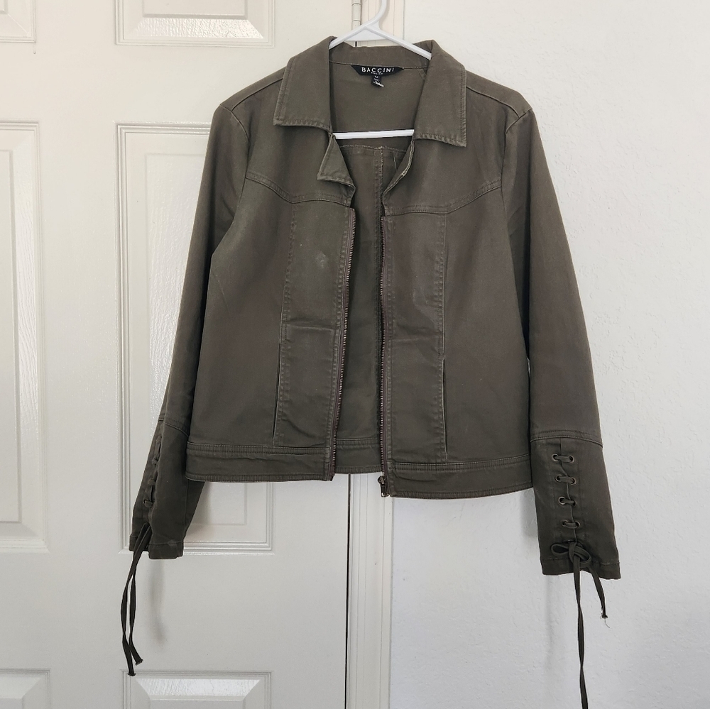 BACINNI Green Military Jacket.  Sz Medium